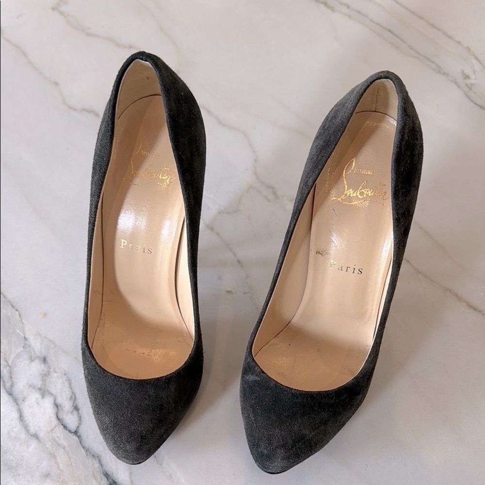Christian Louboutin Suede Gray Platform Heels